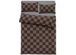 Bettwäsche HOMSY BY ANA JOHNSON "Chessley", braun, B/L: 135cm x 200cm, 1 Stk., 1 Stk., Renforcé, B/L: 40cm x 80cm, 2, Renforcé, Obermaterial: 100% Baumwolle, Bettwäsche, Bettwäsche, mit coolem Karo-Muster, ab Größe 135x200 cm, by Ana Johnson