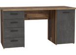 Schreibtisch FORTE "Netta", grau (old wood vintage, betonoptik dunkelgrau, old wood vintage, old wood vintage), B:145cm H:76,3cm T:60cm, Tische, Schreibtisch, Breite 145 cm, mit Schubladen