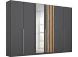 Drehtürenschrank RAUCH "Kleiderschrank Schrank Garderobe Breiten 181/226/271 cm LAMELLA", grau (graumetallic, eiche artisan), B:271cm H:210cm T:54cm, Holzwerkstoff, Schränke, Drehtürenschrank, elegante Lamellen-Auflage in 3D Akustikpaneel Optik MADE IN GERMANY
