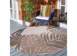 Teppich SANAT "Floral Outdoor, auch als Läufer und Rund", beige (natur), H:6mm Ø:150cm, Kunstfaser, Teppiche, Teppich, In- und Outdoor geeignet, florales Design, Balkon, Terasse
