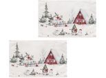 Platzset OTTO HOME "Lealux", bunt, B:45cm L:30cm, Obermaterial: 100% Polyester, Platzsets, Platzset, 2er Set, Weihnachtlich, bedruckt, weiche Haptik, 45x30
