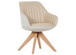 Armlehnstuhl, Eiche, Beige, Textil, Eiche, massiv, konisch, Drehkreuz, 60x83x65 cm, Sitzfläche 360° drehbar, automatische Rückholfunktion, Esszimmer, Stühle, Esszimmerstühle, Armlehnenstühle