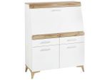 Carryhome Sekretär, Weiß, Eiche, Kunststoff, 2 Schublade(n) Schubladen, 98x124x39.6 cm, Kabeldurchlass, Stauraum, Arbeitszimmer, Schreibtische, Sekretäre