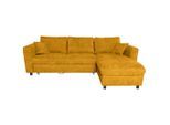 Carryhome Ecksofa, Senfgelb, Metall, 4-Sitzer, Füllung: Schaumstoff, seitenverkehrt montierbar, L-Form, 252x162 cm, Liegefunktion, Schlafen auf Sitzhöhe, Rücken echt, Wohnzimmer, Sofas & Couches, Wohnlandschaften, Ecksofas