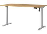 Schreibtisch GERMANIA "Boras", silber (grandson, eiche, nachbildung, silber, silber, grandson, eiche, nachbildung), B:140cm H:120cm T:80cm, Tische, Schreibtisch, Breite 120/140/160/180 cm, Metallgestell, elektrisch höhenverstellbar
