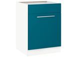 Spülenschrank WIHO KÜCHEN "Flexi2, Breite: 60 cm, Soft-Close bei der Tür", blau (front: ozeanblau, korpus: weiß), B:60cm H:82cm T:57cm, Holzwerkstoff, Schränke, Spülenschrank, oben feste Blende