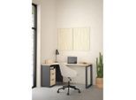 P & B , Grau, Eichefarben , Holzwerkstoff , Holzoptik , 3 Schublade(n) Schubladen , formgebogen , 99.6x75.6x150 cm ,