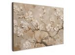 MuchoWow Leinwandbild, Beige, Textil, Kiefer, Abstrakt, Rechteckig, 120x80 cm, gerahmt, Bilder und Zubehör, Wandbilder, Leinwandbilder
