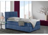 Boxspringbett HOME AFFAIRE "Casano", blau (denimblau), B:112cm L:215cm, Strukturstoff-Bezug (100% Polyester), Komplettbetten, Boxspringbett, mit feiner Steppung, in 3 Matratzenarten, 2 Härtegraden und 5 Farben