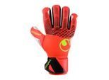 Torwarthandschuhe UHLSPORT "Torwarthandschuhe FM ZNE Supersoft HN", Herren, Gr. 11, rot (fluo rot, weiß, fluo gelb), Obermaterial: 81% Gummi rubber. 13% Polyester PES. 6% Nylon NY., Handschuhe Torwarthandschuhe