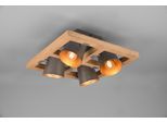 TRIO LEUCHTEN Deckenleuchte "Bell", grau (nickelfarben), 4, H: 19,8cm, 1 Stk., Leuchten, 4-flammig mit Schirmen in Glocken-Optik, Holz-Nickel-Antik-Kombination, Deckenleuchte