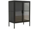 Mid.you Vitrine Floka, Schwarz, Metall, Glas, 1 Fächer, 60x80x35 cm, stehend, Wohnzimmer, Wohnwände, Vitrinenschränke