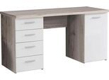Schreibtisch FORTE "Netta", weiß (sandeiche, weiß matt, sandeiche, sandheiche), B:145cm H:76,3cm T:60cm, Tische, Schreibtisch, Breite 145 cm, mit Schubladen