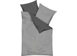 Wendebettwäsche KAEPPEL "JARO 100% Baumwolle", grau (zinnfarben), B/L: 135cm x 200cm, 1 Stk., 1 Stk., Mako-Satin, B/L: 80cm x 80cm, 2 Stk., Mako-Satin, Obermaterial: 100% Baumwolle, Bettwäsche, Wendebettwäsche, mit Markenreißverschluss, zeitloses Design, pflegeleicht