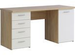 Schreibtisch FORTE "Netta", weiß (sonoma eiche, uni weiß, sonoma eiche, sonoma eiche), B:145cm H:76,3cm T:60cm, Tische, Schreibtisch, Breite 145 cm, mit Schubladen