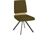 Esszimmerstuhl MASSIVLINE & MORE "Brügge 300", grün (olive, schwarz, olive), B:48cm H:92cm T:59,5cm, Holzwerkstoff, Metall, Stoff, Stühle, Esszimmerstuhl