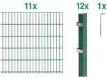 Doppelstabmattenzaun ALBERTS "Grundset", grün, H:140cm, Stahl, Zaunelemente, Doppelstabmattenzaun, Höhe: 80-200 cm, Gesamtlänge: 4-30 m, zum Einbetonieren
