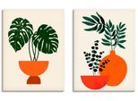 Wandbild OTTO HOME "Topfpflanze & Vase", farbe bild(er): orange, B:30cm H:40cm T:0,8cm, Holz, Leinwand, Bilder, Wandbild, als Poster oder Leinwandbilder Set
