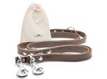 Freudentier Hundeleine aus zertifiziertem Leder 2m, verstellbar dunkelbraun 2,5 cm