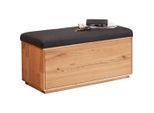 Waldwelt Garderobenbank, Anthrazit, Eiche, Holz, Eiche, massiv, Füllung: Schaumstoff, 90x45x38 cm, Truhe im Sitz, Holzmöbel, Garderoben Holz, Garderobenbänke Holz