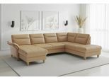Wohnlandschaft SIT & MORE "Pamela U-Form, B: 292 cm, optional Schlaffunktion & Bettkasten, Leder", beige (cappuccino), B:292cm H:90cm T:212cm, Sofas, Wohnlandschaft, wahlweise mit Armteilverstellung, Sofa mit Federkern, Sitzhöhe: 48 cm