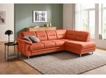 Ecksofa SIT & MORE "Mailand L-Form, B: 250 cm, Komfortsitzhöhe 46 cm", orange (terrakotta), B:250cm H:85cm T:164cm, Luxus-Kunstleder;Kunstleder Softlux;NaturLEDER (echtes Rindleder)/Korpus passendes Kunstleder Softlux;Luxus-Microfaser Altara Nubuck (100% Polyester), Sofas, Ecksofa, mit Schlaffunktion, Eckcouch in Kunstleder & Stoff
