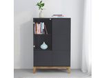 Highboard OTTO HOME "Maryd", schwarz (grau, wotan eiche), B:80cm H:122cm T:40cm, Holzwerkstoff, MDF, Sideboards, Highboard, Kommode, Midischrank, m. Glas- u. Holztüren, Einlegeböden, Breite 80cm