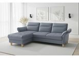 Ecksofa SIT & MORE "Pamela L-Form, B:230 cm, Leder, Recamiere links o. rechts", grau (graublau), B:230cm H:90cm T:164cm, Sofas, Ecksofa, wahlweise mit Armteilverstellung, optional Schlaffunktion & Bettkasten
