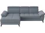 Ecksofa SIT & MORE "Vanity L-Form, Leder, B: 264 cm, mit Sitz-, Kopf u. Armteilverstellung", grau (graublau), B:264cm H:84cm T:181cm, Sofas, Ecksofa, Couch optional mit Schlaffunktion & Bettkasten, in Leder