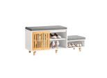 SoBuy Schuhbank, Weiß, Holzwerkstoff, Holz, 101x46x35 cm, Garderobe, Garderobenbänke, Schuhbänke