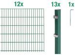 Doppelstabmattenzaun ALBERTS "Grundset", grün, H:120cm, Stahl, Zaunelemente, Doppelstabmattenzaun, Höhe: 80-200 cm, Gesamtlänge: 4-30 m, zum Einbetonieren