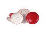 Creatable , Creme, Rot , Keramik , Punkte , handbemalt, lebensmittelecht, stapelbar ,