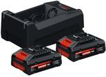 Akku Starter-Set BOSCH PROFESSIONAL "EXBA 18V-40", blau, 18 V, Akkumulatoren, Akku Starter-Set, 2 Akkus 4Ah, inkl. Ladegerät