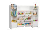 Relaxdays Kinderregal, Weiß, Holzwerkstoff, Kunststoff, 139x94x30 cm, Kinderzimmer & Jugendzimmer, Kindermöbel, Kinderregale
