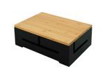 Relaxdays Kabelbox, Schwarz, Holz, 32x11x22 cm, Arbeitszimmer, Bürozubehör