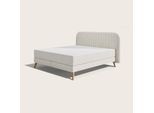 Emma Original Elite Boxspringbett – Dunkelgrau - 140x200 cm - Kopfteil Streifen - Metallfüße