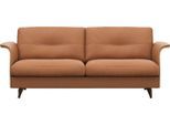2,5-Sitzer FLEXLUX "Glow Sofa, Couch", braun (modern cognac braun), B:191cm H:81cm T:91cm, 100% Echteder, Sofas, 2 5-Sitzer, Premium-Sitz: Kaltschaum & Federkern, Arml. Walnuss, Fuß Alu