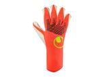 Torwarthandschuhe UHLSPORT "Torwarthandschuhe FM ZNE Absolutgrip HYBD", Herren, Gr. 10, rot (fluo rot, weiß, fluo gelb), Obermaterial: 81% Gummi rubber. 13% Polyester PES. 6% Nylon NY., Handschuhe Torwarthandschuhe