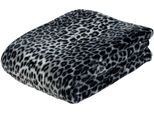 Wohndecke GÖZZE "Schneeleopard", silber (silberfarben), B:150cm L:200cm, Polyester, Wohndecken, Wohndecke, mit gedrucktem Motiv, Kuscheldecke