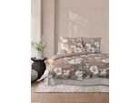 Bettwäsche IRISETTE "Wave 8781", 80 nougat, B/L: 135cm x 200cm, 1 Stk., 1 Stk., Mako-Satin, B/L: 80cm x 80cm, 2, Mako-Satin, Obermaterial: 100% Baumwolle, Bettwäsche, Bettwäsche, Mako-Satin, anschmiegsam und atmungsaktiv, Ganzjahresqualität