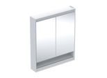 Geberit One Spiegelschrank 505832002 75 x 90 x 15 cm, weiß/Aluminium pulverbeschichtet, mit Nische und ComfortLight, 2 Türen
