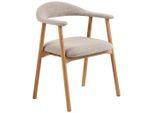 Mid.you , Beige , Textil , Eiche , massiv , Füllung: Polyurethan (Pur) , 56x75.5x54 cm ,