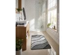 Badematte HOMIE LIVING "Monte Cavo", grau multi, H:25mm, Oberfläche: 100% Polyacryl, Badematten, Badematte, Badteppich, Wellen-Muster, weich, rutschhemmend, waschbar, getuftet