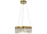 LUMICOUTURE LED Pendelleuchte "Celestia", gold (messingfarben gebürstet), 1, Ø 40cm, 1 Stk., Leuchten, H. 150 cm, 2700 K, K9-Kristalle, dimmbar, LED Pendelleuchte