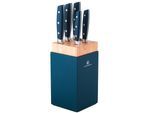 Messerblock CARL SCHMIDT SOHN "KAMEN 6-teiliges Set, Edelstahl rostfrei", petrolblau, B:13,1cm H:36,5cm L:16,3cm Ø:13,1cm, Messerblöcke, Messerblock, Hartholzblock
