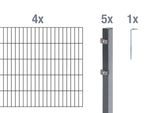 Doppelstabmattenzaun ALBERTS "Grundset", grau (anthrazit), H:100cm, Stahl, Zaunelemente, Doppelstabmattenzaun, Höhe: 80-200 cm, Gesamtlänge: 4-30 m, zum Einbetonieren