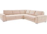 Ecksofa SIT & MORE "Santorini L-Form", beige (creme), B:276cm H:82cm T:271cm, Struktur (100% Polyester);Struktur fein (95% Polyester, 5% Polyamid), Sofas, Ecksofa, mit Federkern und Sitztiefenverstellung, wahlweise mit Schlaffunktion