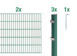 Doppelstabmattenzaun ALBERTS "Grundset", grün, H:200cm, Stahl, Zaunelemente, Doppelstabmattenzaun, Höhe: 80-200 cm, Gesamtlänge: 4-30 m, zum Einbetonieren