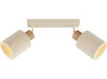 BRILLIANT Deckenstrahler "Arlo", beige (beige, holz), 2, H: 21,5cm, 1 Stk., Leuchten, E27 Fassung, Strahler schwenkbar, Metall/Holz/Textil, beige, Deckenstrahler