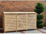 Mülltonnenbox PROMADINO "Vario III", beige (natur), B:92cm H:122cm T:219cm, Massivholz, Metall, Aufbewahrungsboxen, Mülltonnenbox, für 3 Tonnen, robust aus zertifiziertem Kiefernholz